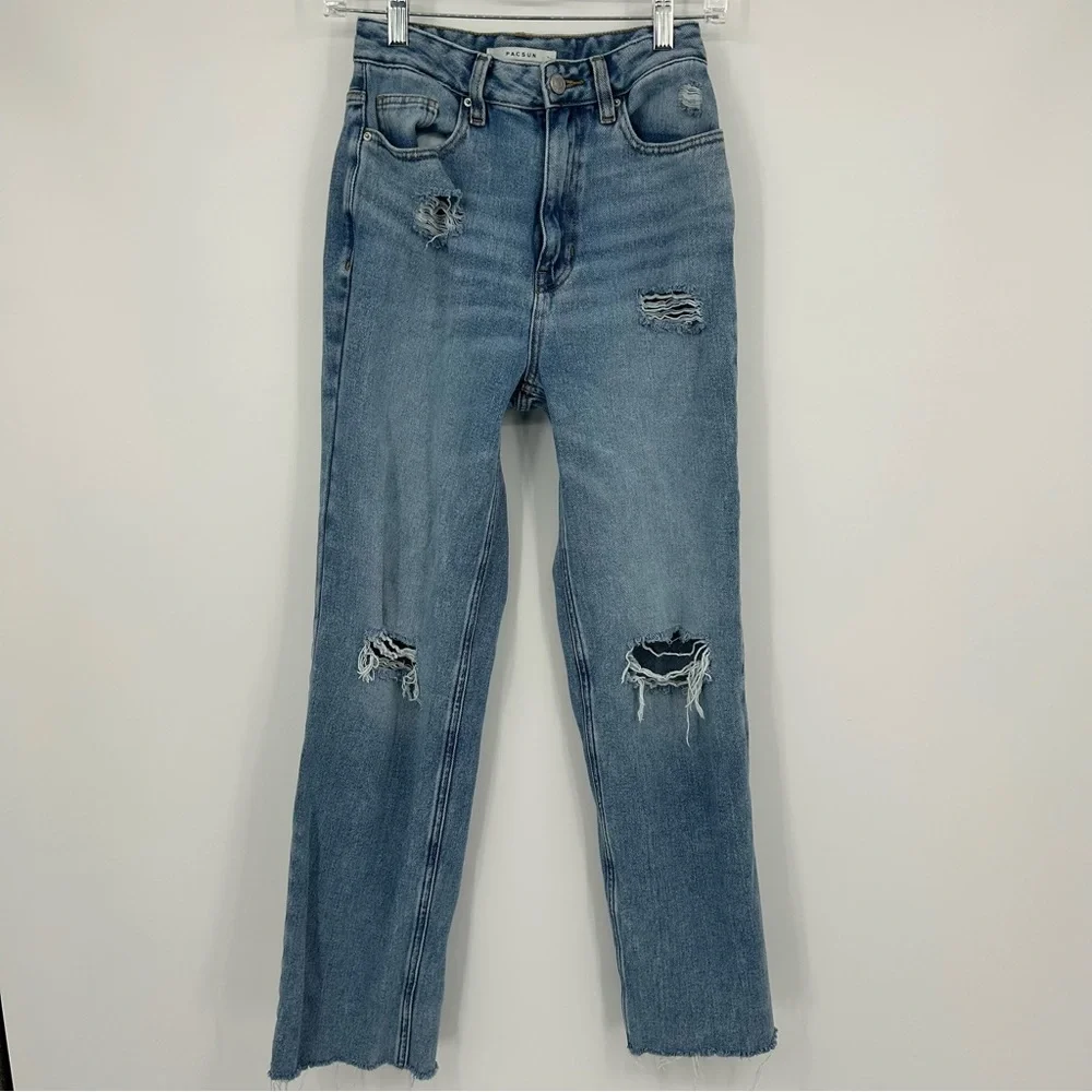 Pacsun Light Blue Ripped 90s Boyfriend Jeans - Picture 3 of 5